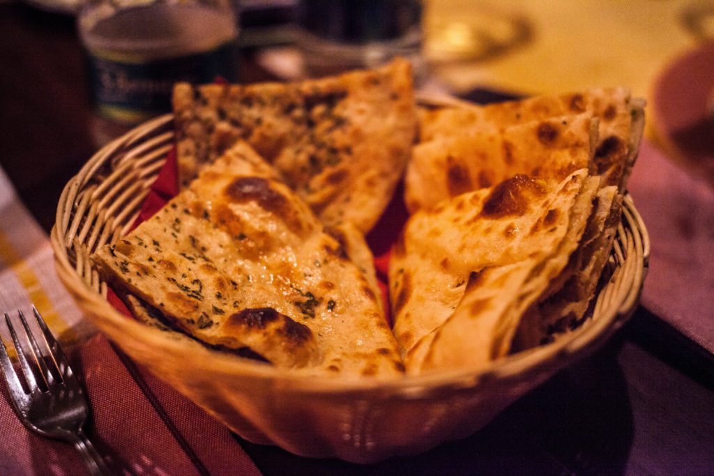 Some tasty naans from an Indian restaurant Glasgow.